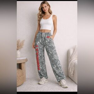 Formula 1 F1 Streetwear Camo Sweatpants XS Wide Leg Graphic Lounge Pants Y2K